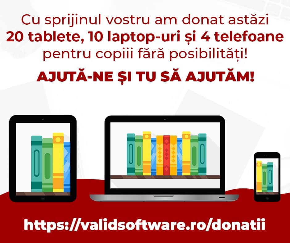 Donație 20 tablete, 10 laptop-uri și 4 telefoane pentru copiii fără posibilități de a participa la Școala Online
