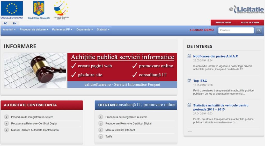 Achiziții publice servicii informatice prin SEAP